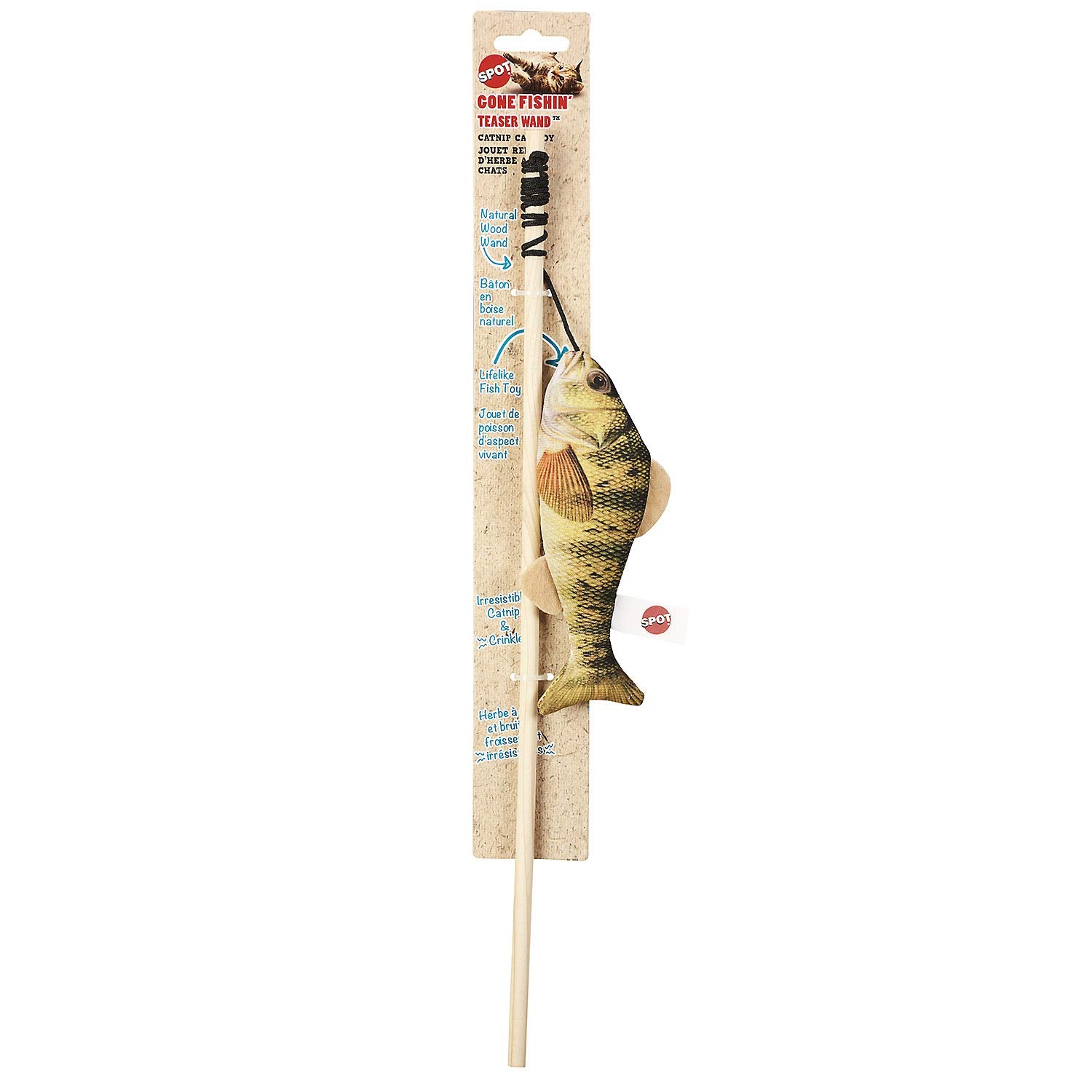 Kong Scrattle Fish Crinkle and Catnip Cat Teaser Wand - Assorted  