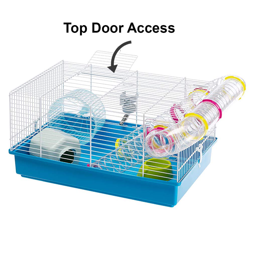 Ferplast Paula Fun and Interactive Hampster Cage includes Accessories - Blue/White - 18