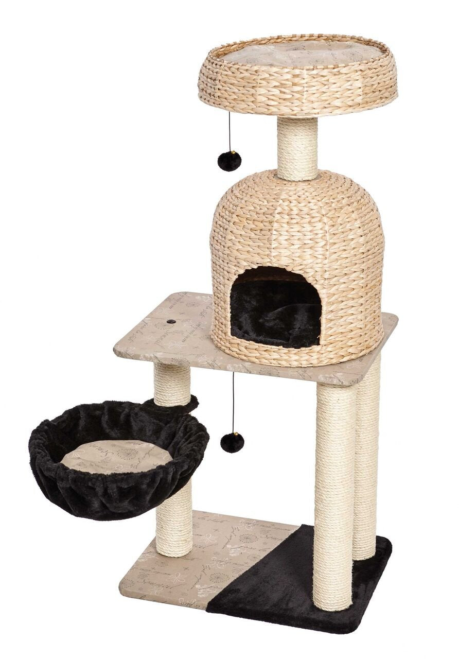 Midwest Nuvo Reid Fine N' Fun Wicker 4-Tier Cat Tree Furniture - Beige  