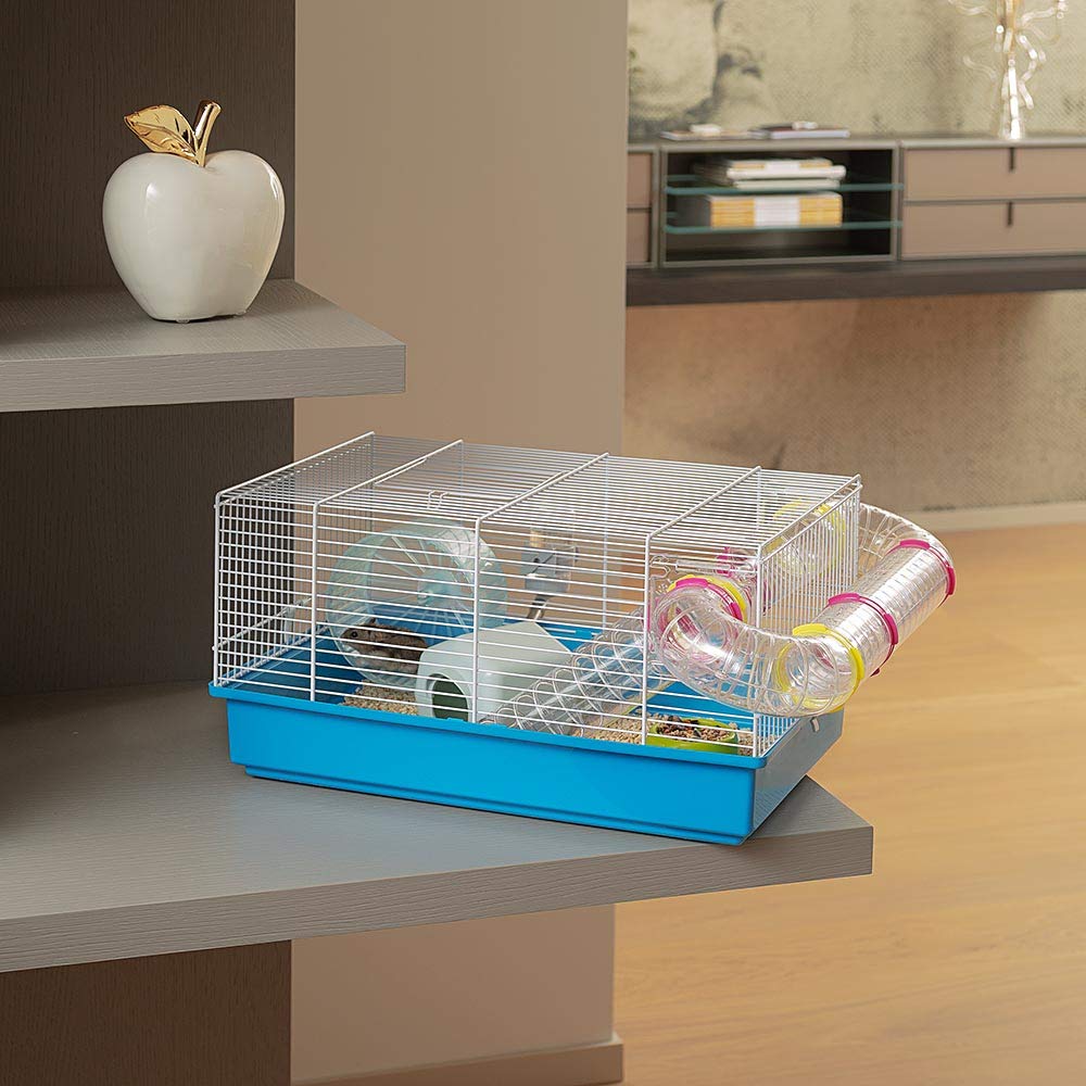 Ferplast Paula Fun and Interactive Hampster Cage includes Accessories - Blue/White - 18" X 11.6" X 9.6" Inches  