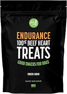 Get Joy Superfood Endurance 100% Beef Hearts Freeze-Dried Natural Dog Treats 16 Ounce