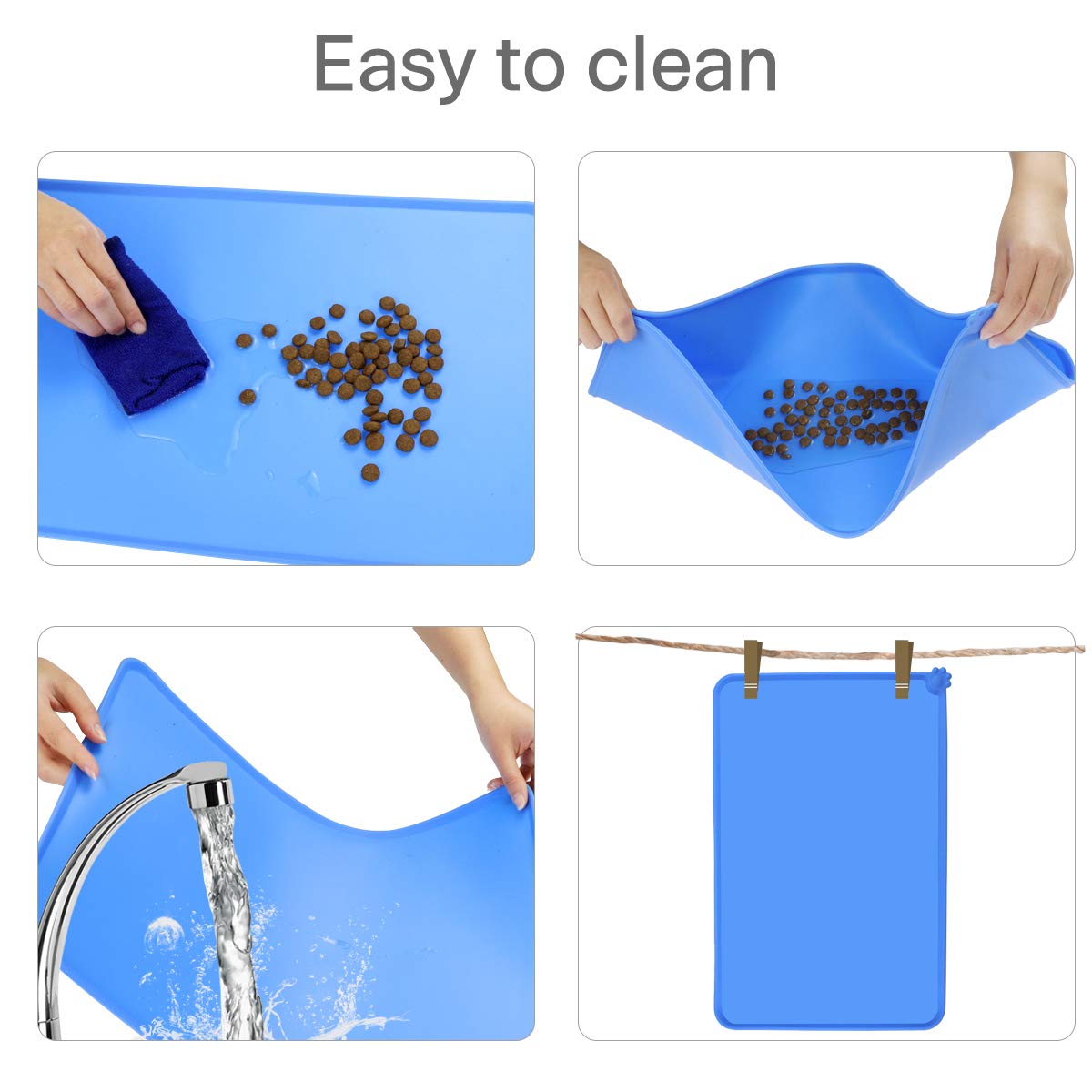 Mclovin's No-Spill Pet Bowl with Magnetic Mat - Blue  