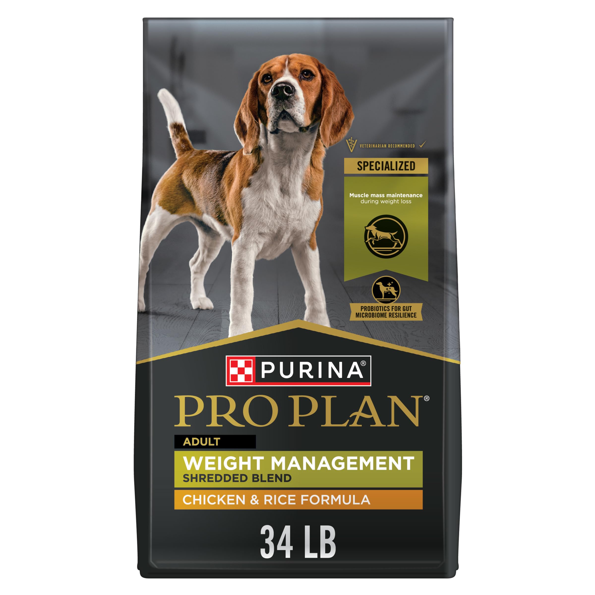 Purina Pro Plan Weight Management Shredded Blend Chicken and Rice Adult Dry Dog Food - 18 Lbs  