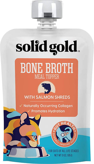 Solid Gold Bone Broth with Salmon Shreds Cat Food Meal Topper Pouch - 3 Oz - Case of 12