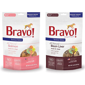 BRAVO! Bonus Bites Freeze-Dried Venison Liver Crunchy Dog Treats - 3 Oz