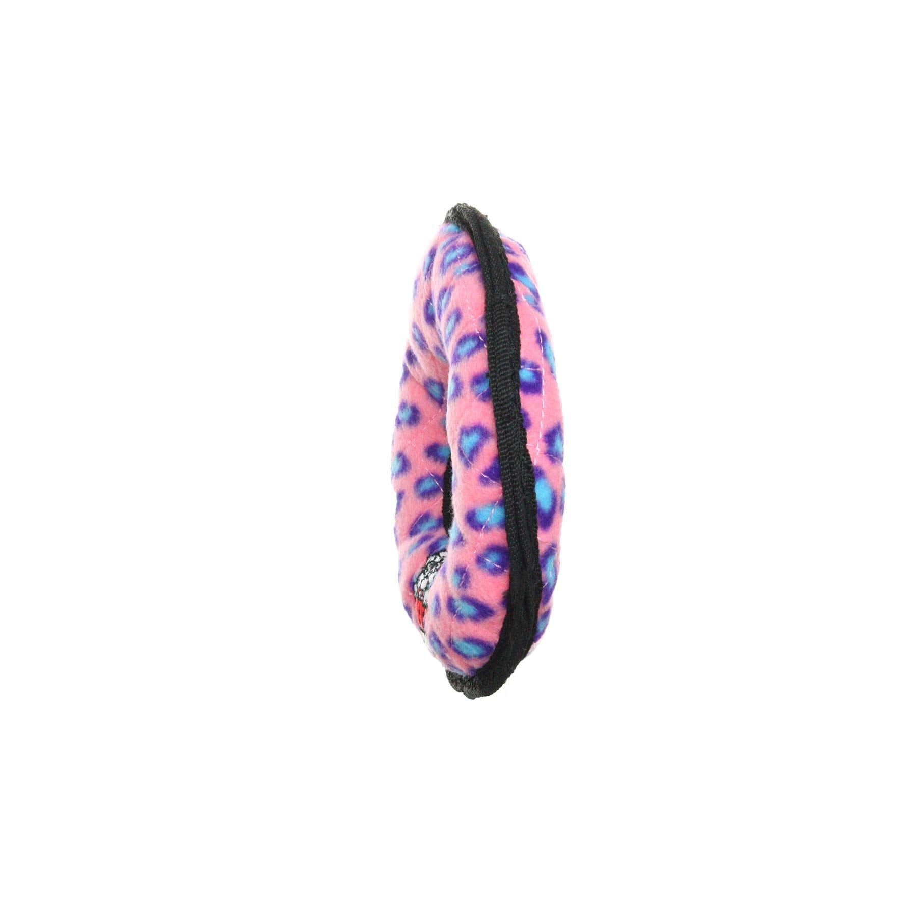 Tuffy's Junior Ring Leopard-Patterned Float and Squeak Nylon and Plush Fetch Dog Toy - Pink - Small  