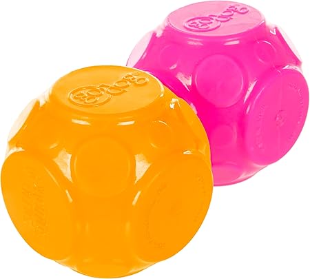 GoDog Ultrasonic Silent Squeak Ball Fetch and Chew TPR Dog Toy - Orange/Pink - 2 Pack