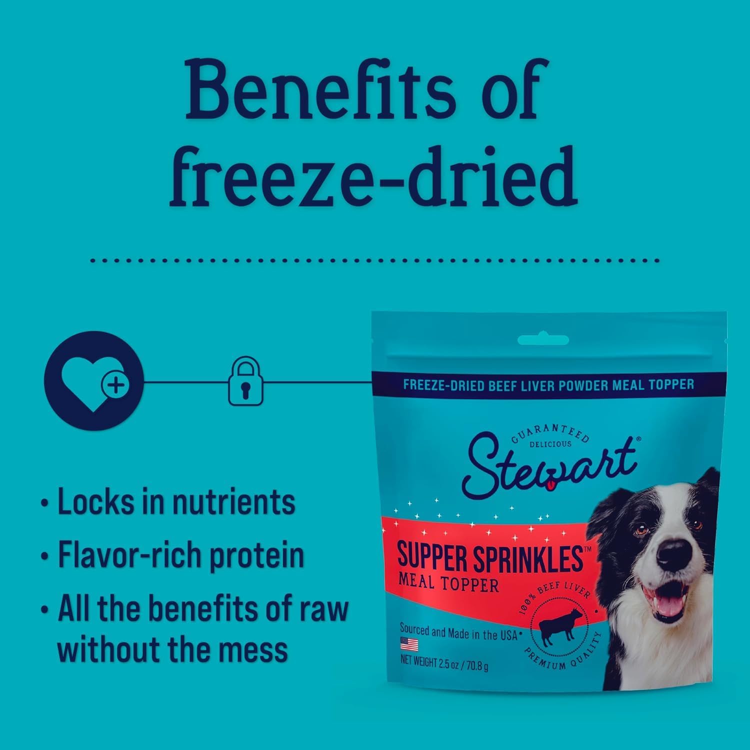 Stewart Supper Sprinkles Beef Liver Freeze-Dried Powder Dog Food Meal Topper - 2.5 Oz