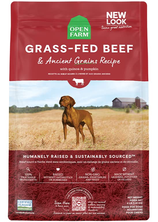 Open Farm Grass-Fed Beef and Ancient Grains Dry Dog Food - 11 Lbs  