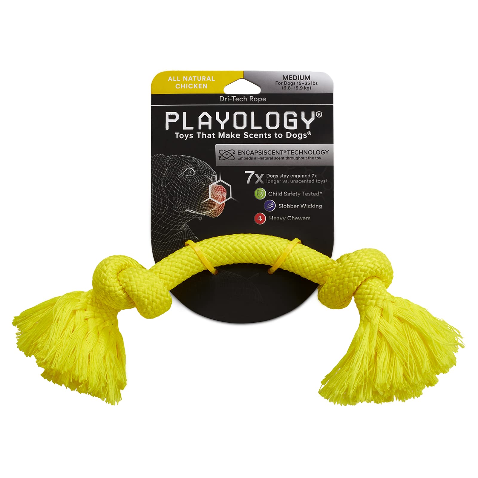 Playology Chicken Scented Dri-Tech Rope Dog Toy with Encapsiscent Technology - Small  