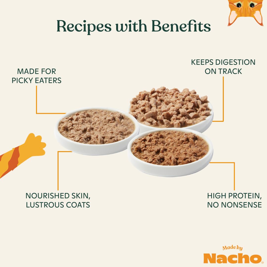 Made by Nacho Minced Chicken Salmon Turkey Herring Canned Cat Food - Variety Pack - 5.5 Oz - 12 Count  