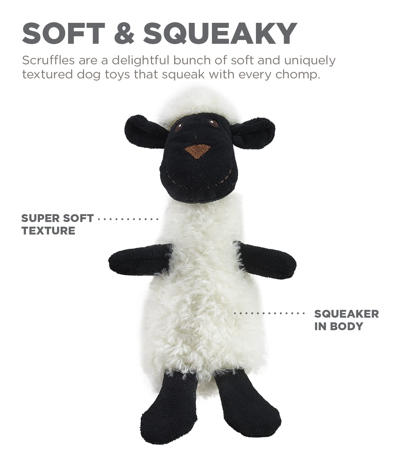 Outward Hound Charming Pet Scruffles Lamb Squeak Rope and Plush Dog Toy - Small  