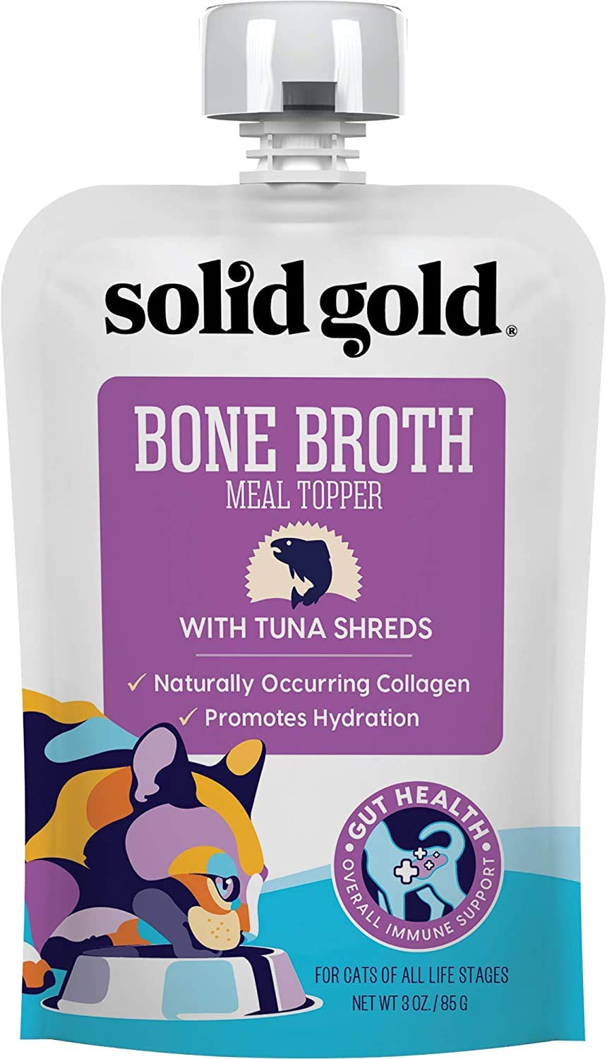 Solid Gold Bone Broth with Chicken Shreds Cat Food Meal Topper Pouch - 3 Oz - Case of 12  