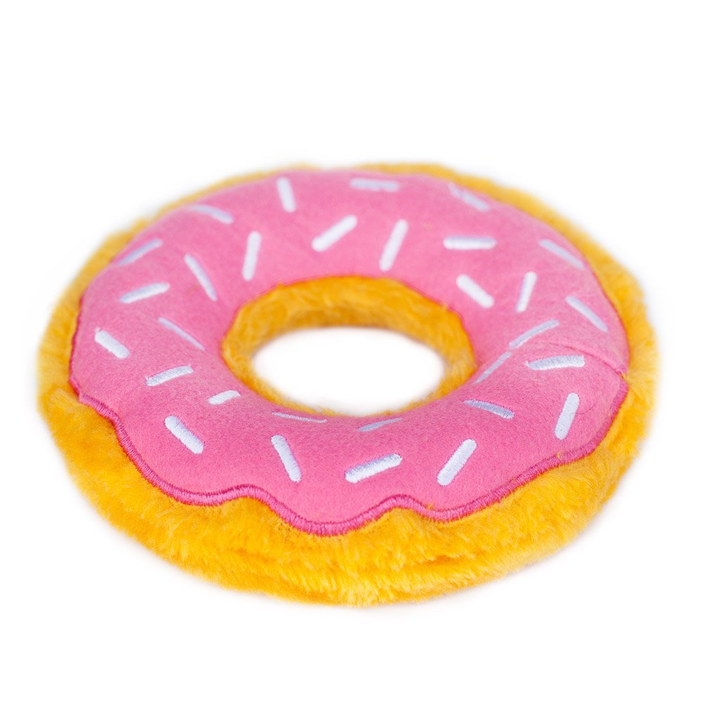 Zippy Paws Donutz Pink Strawberry Glazed with Sprinkles Squeak and Plush Dog Toy - Medium  