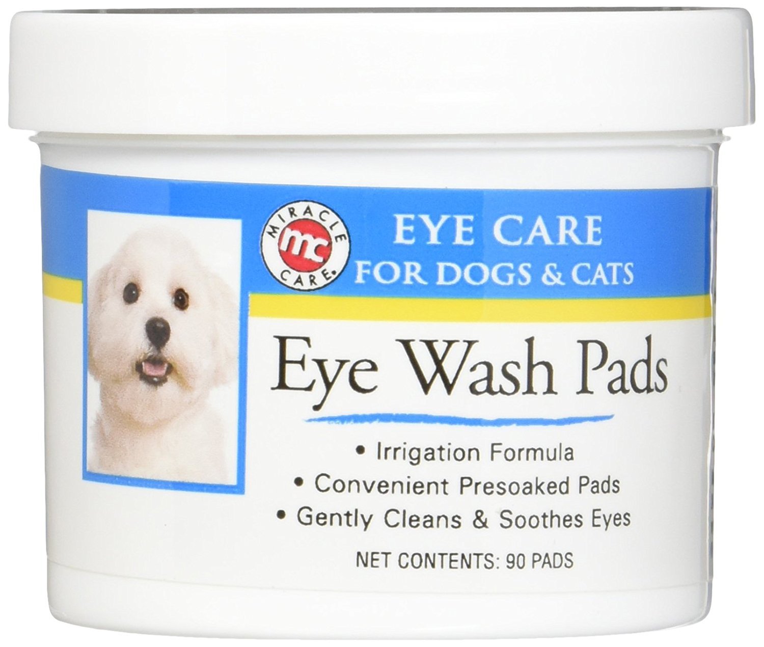 Miracle Care First-Aid Sterile Eye Wash Pads for Dogs and Cats - 90 Count  