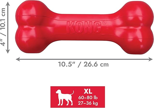 Kong Goodie Bone Classic Treat-Inserting Fetch and Chew Rubber Dog Toy - Extra Large