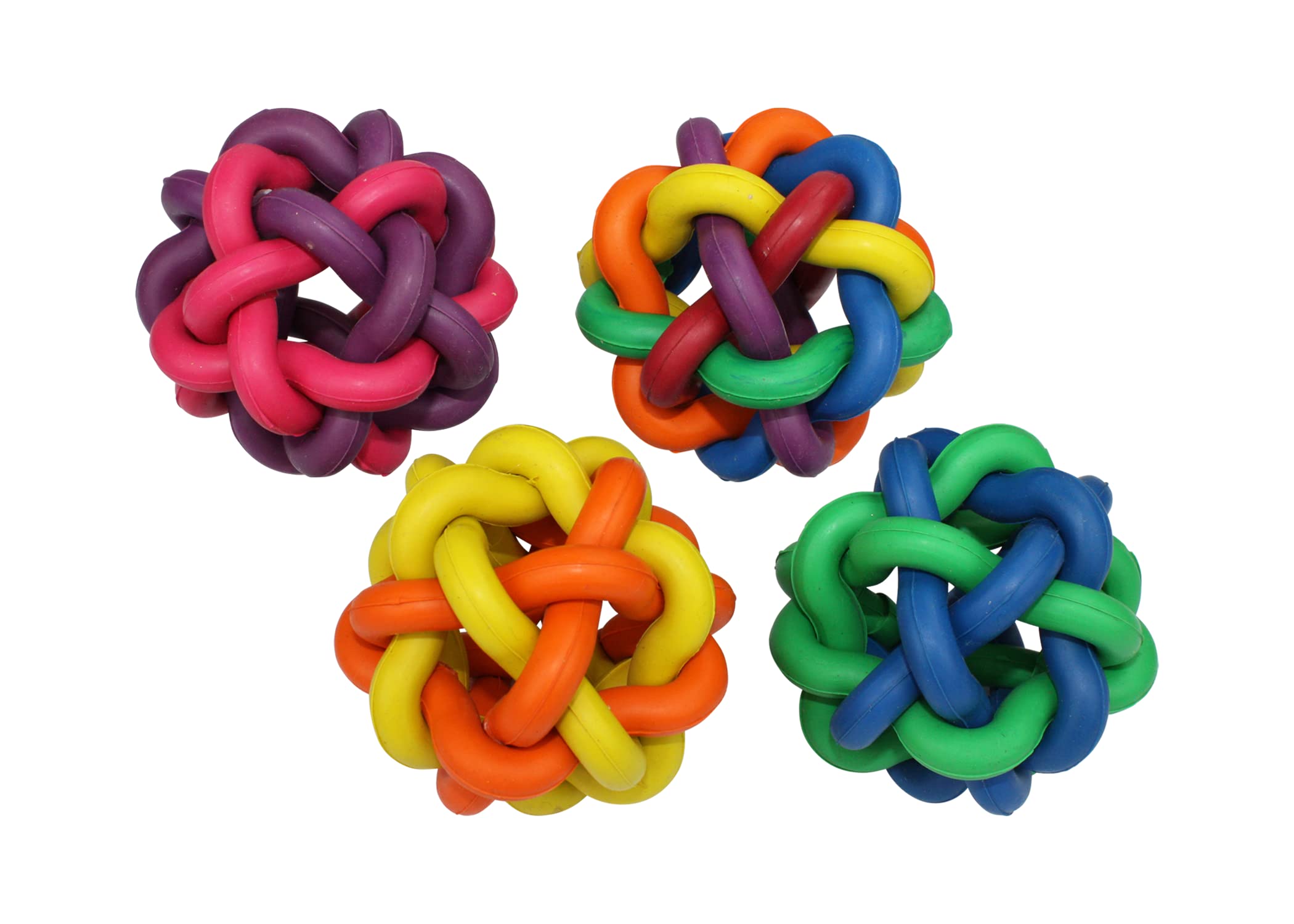 Multipet Nobbly Wobbly Multi-Colored Ball Rubber Dog Toy - Small - 3