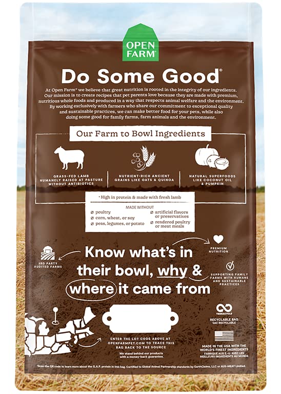 Open Farm Pasture-Raised Lamb and Ancient Grains Recipe Dry Dog Food - 4 Lbs  