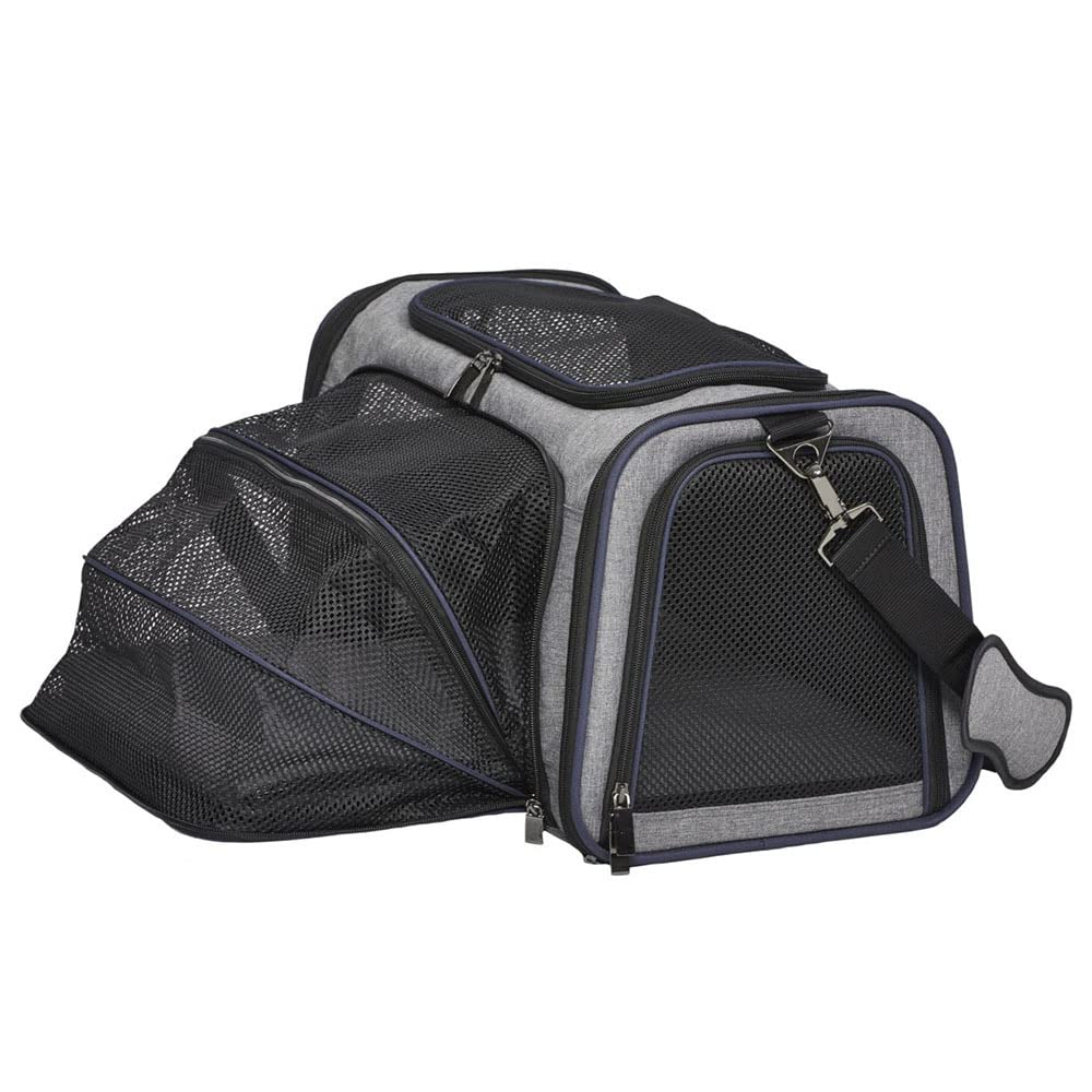 Midwest Duffy Expandable Travel Pet Carrier - Gray - Small - 16.3" X 10.1" X 9.3" Inches  