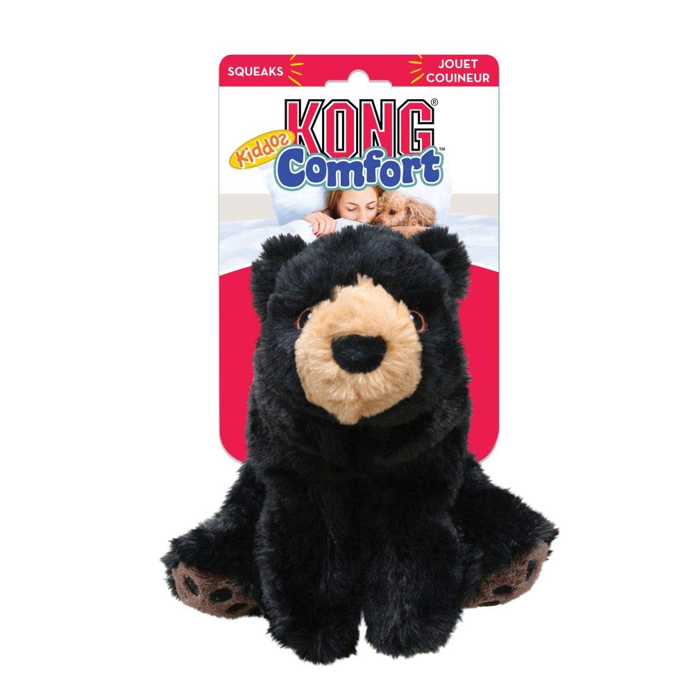 Kong Kiddos Bear Black Dog Toy with Removable Squeaker - Small  