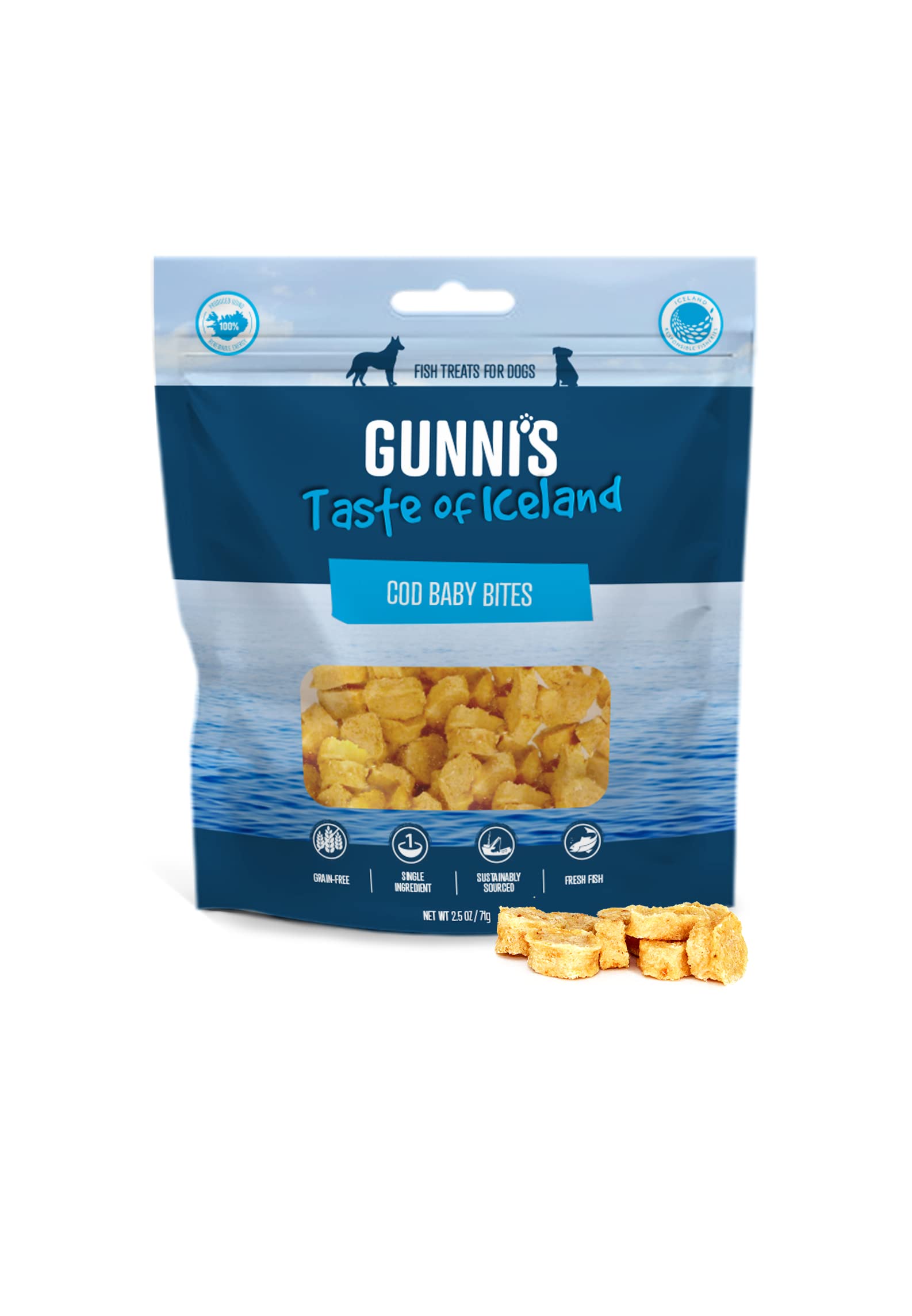 Gunnis Pet Grain-Free Cod Baby Bites Natural Air-Dried Dog Treats - 2.5 Oz