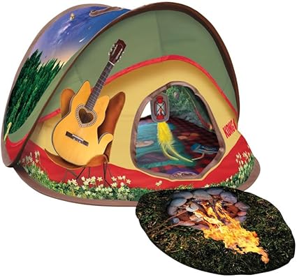 Kong Play Spaces Pop-Up Glamping Tent Cat Hideout with Hanging Cat Toys