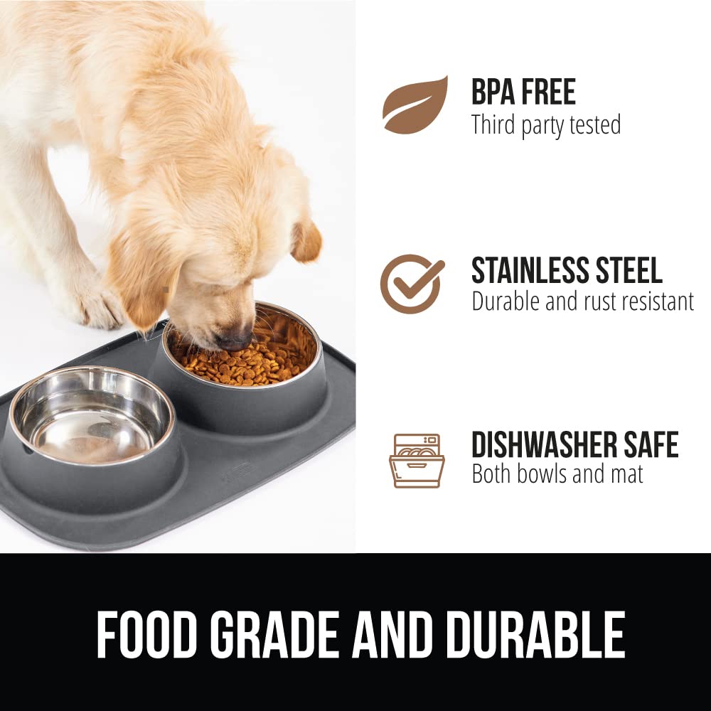 Mclovin's No-Spill Pet Bowl with Magnetic Mat - Gray  