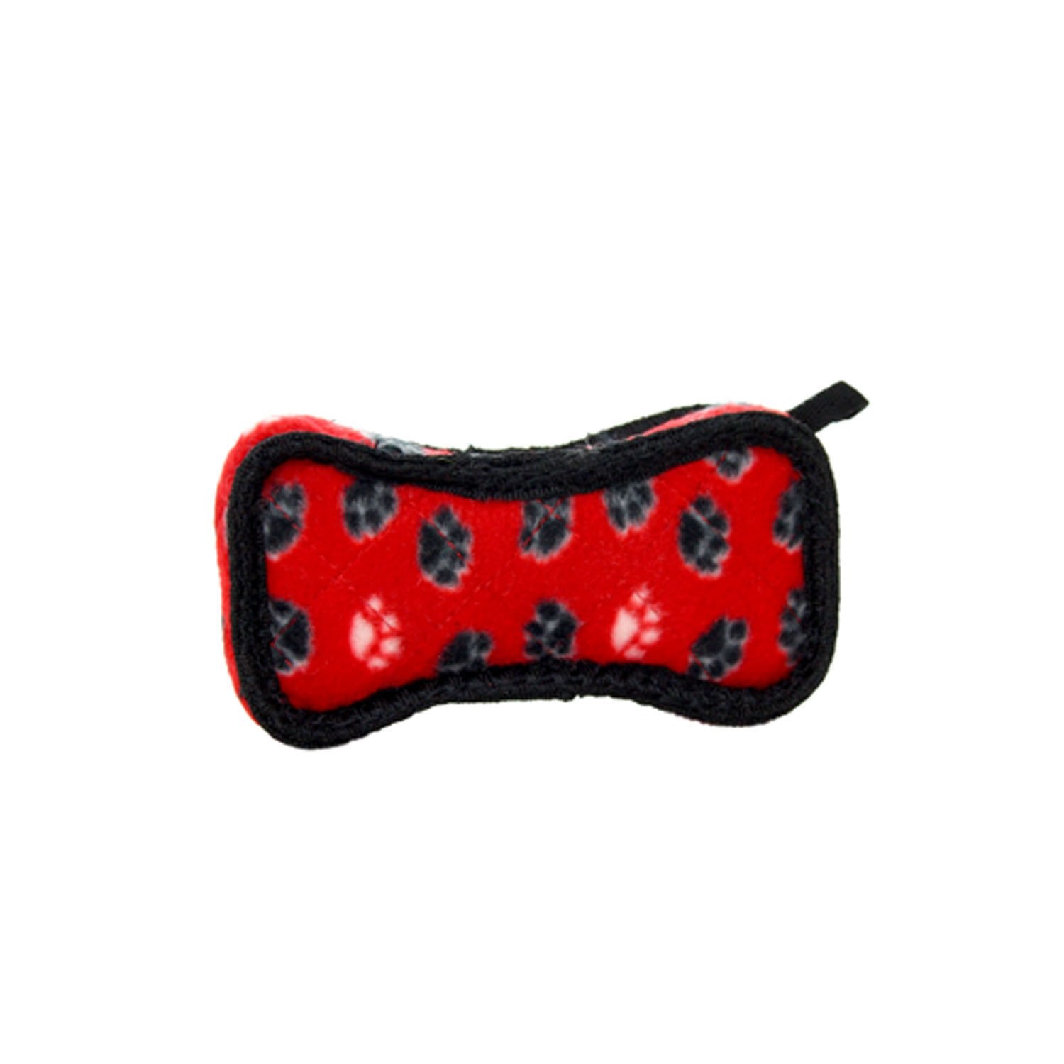 Tuffy's Junior Paw-Patterned Bone Float and Squeak Nylon and Plush Fetch Dog Toy - Red - Small  