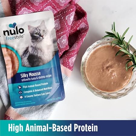 Nulo Freestyle Sily Mousse Yellowfin Tuna and Shrimp Kitten and Adult Wet Cat Food Pouch - 2.8 Oz - Case of 24