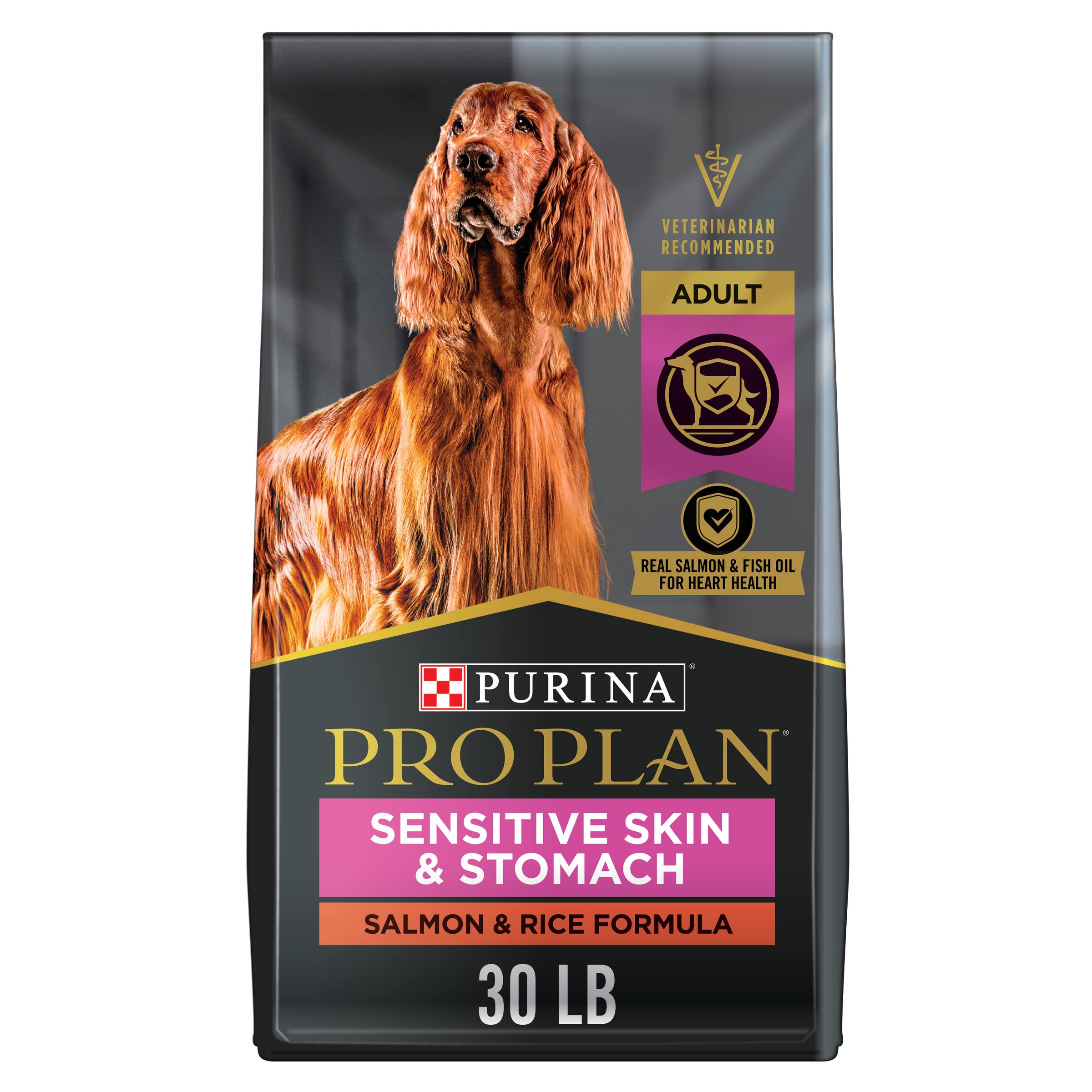 Purina Pro Plan Sensitive Skin and Stomach Salmon and Rice Adult Dry Dog Food - 30 Lbs  