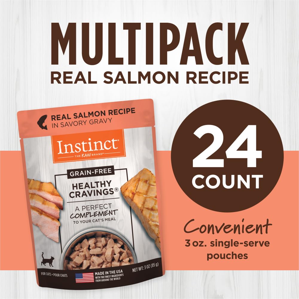 Instinct Healthy Cravings Grain-Free Salmon Wet Cat Food Pouches - 3 Oz - Case of 24  