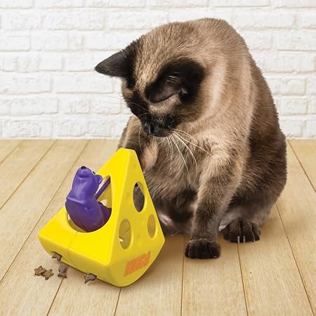 Kong Rewards Rocker Cheese Wedge Interactive Puzzle Treat Dispensing Cat Toy