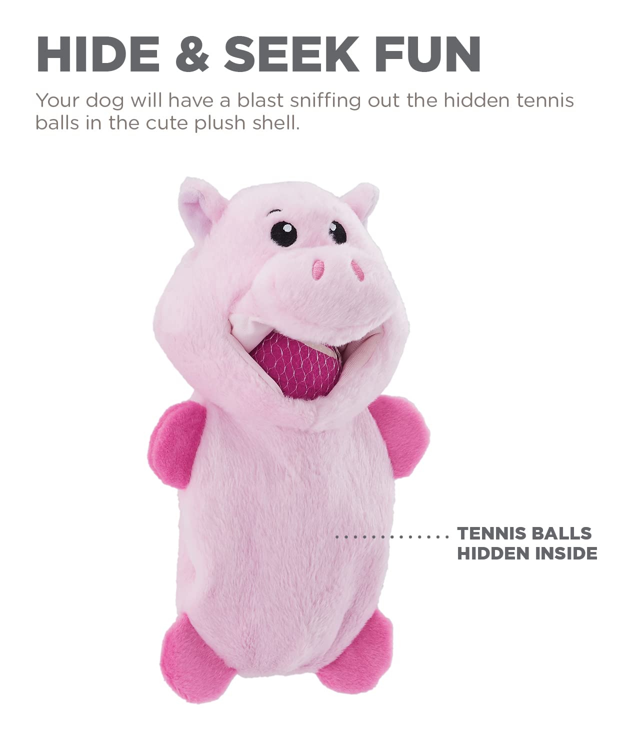 Outward Hound Ball Hogz Piggy Hide N' Seek 3-Tennis Balls Plush Dog Toy  