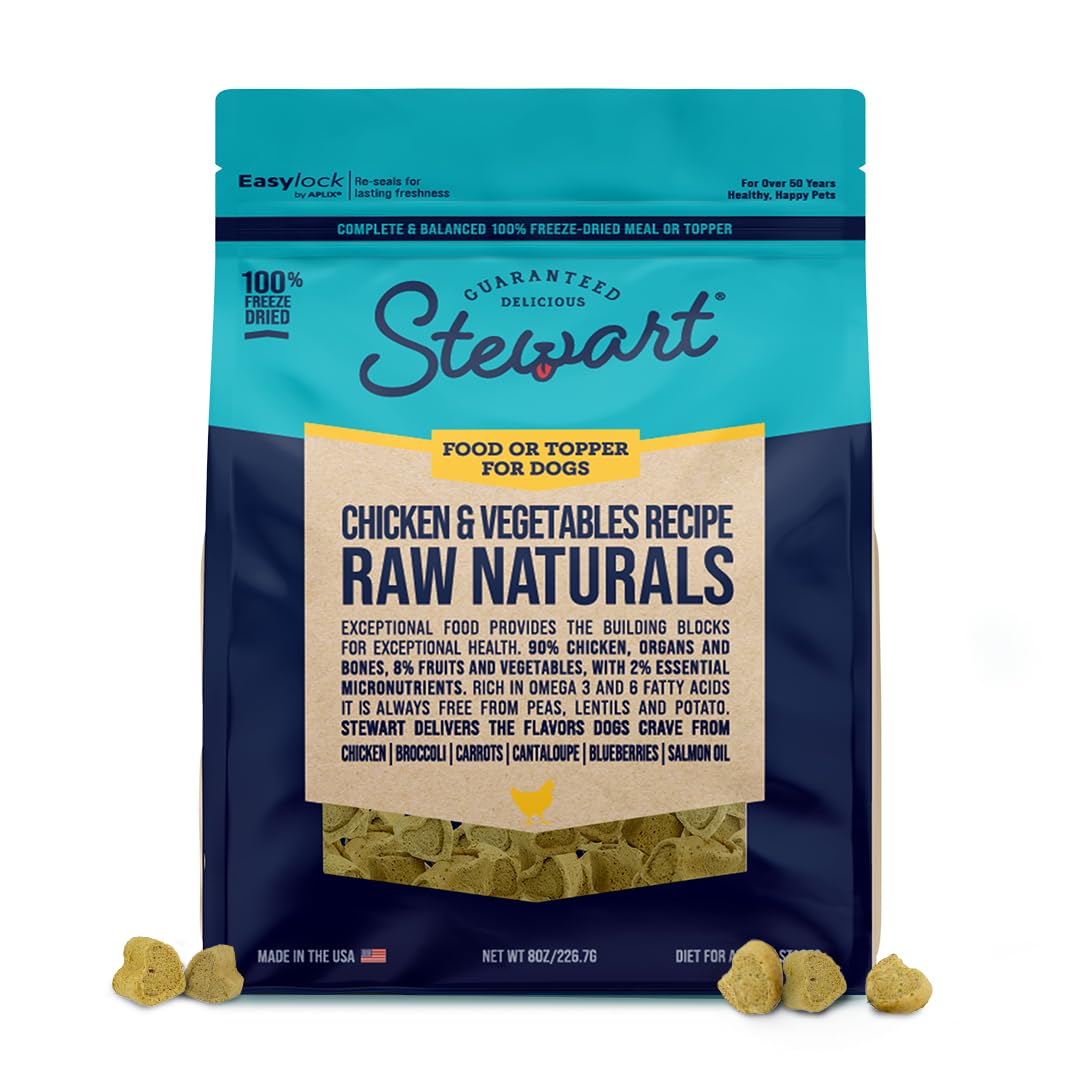 Stewart Raw Naturals Complete and Balanced Chicken and Vegetables Freeze-Dried Raw Dog Food or Topper - 8 Oz