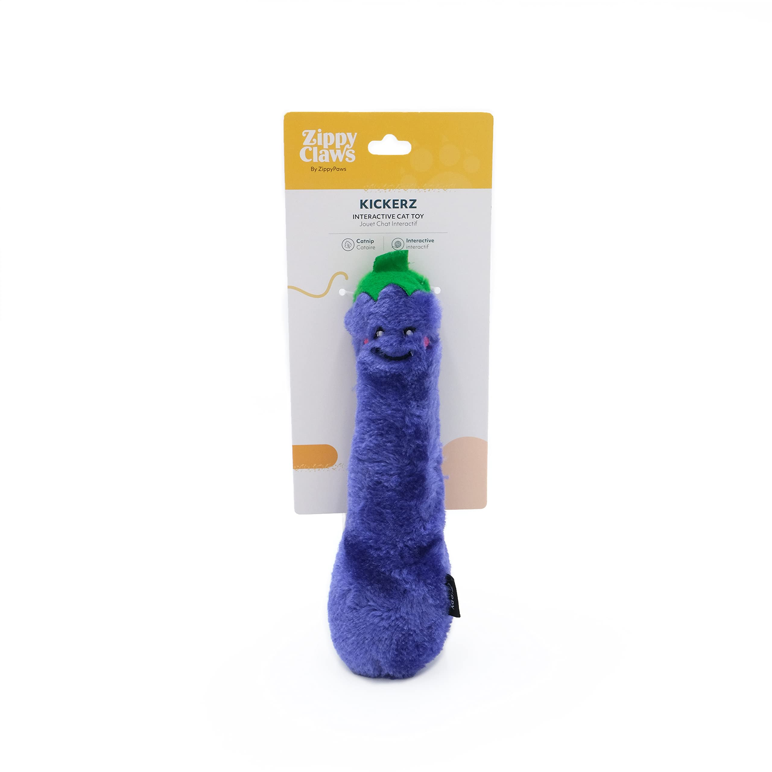 Zippy Paws Kickerz Eggplant Plush Catnip Cat Toy - Small  