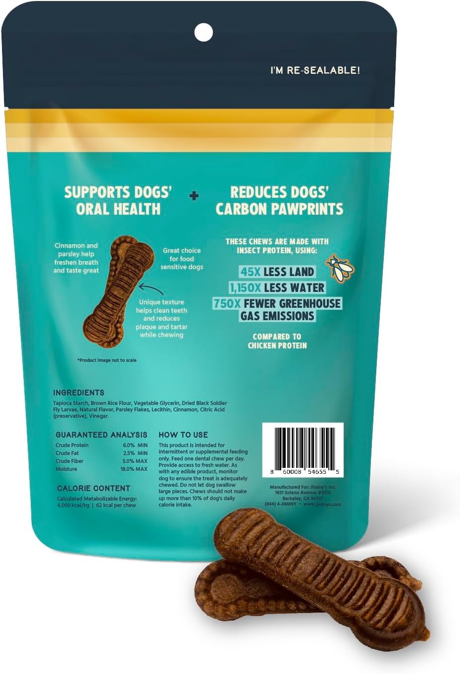 Jiminy's Cinnamon Flavored Dental Dog Chews - Small - 20 Count - 12 Oz  