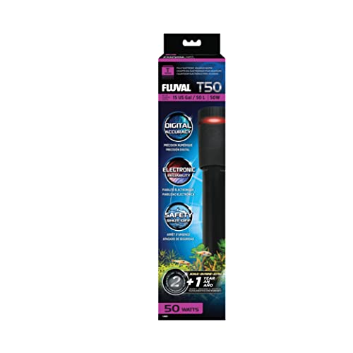Fluval T50 T-Series Submersible Digital Aquarium Water Heater - 50 Watt - Up To 15 Gallons