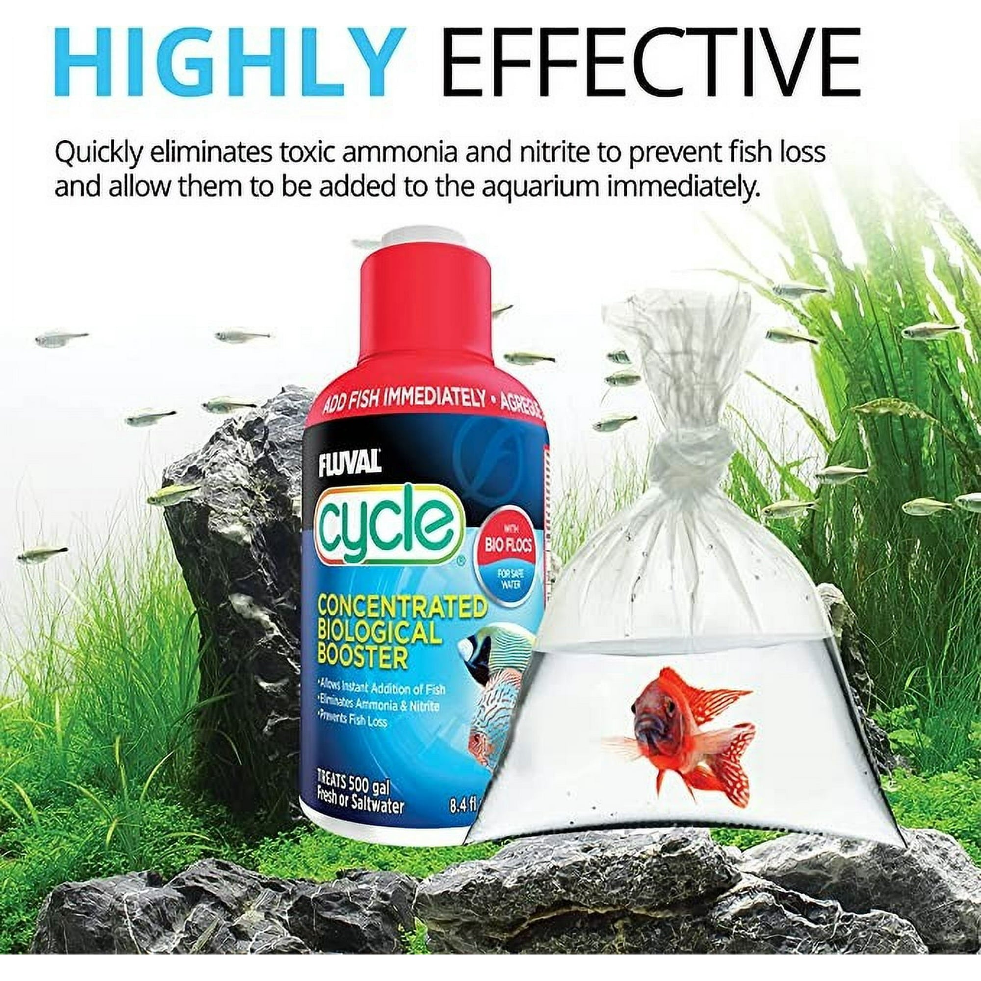 Fluval Cycle Ammonia and Nitrite Eliminating Biological Enhancer Aquarium Water Treatment - 16.9 Oz