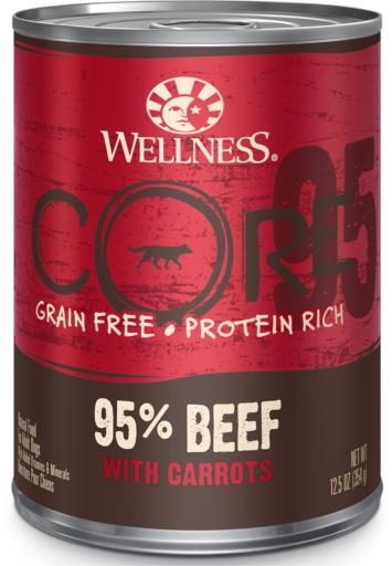 Wellness Core 95% Grain-Free High-Protein Beef and Carrots Canned Dog Food - 12.5 Oz - Case of 12  