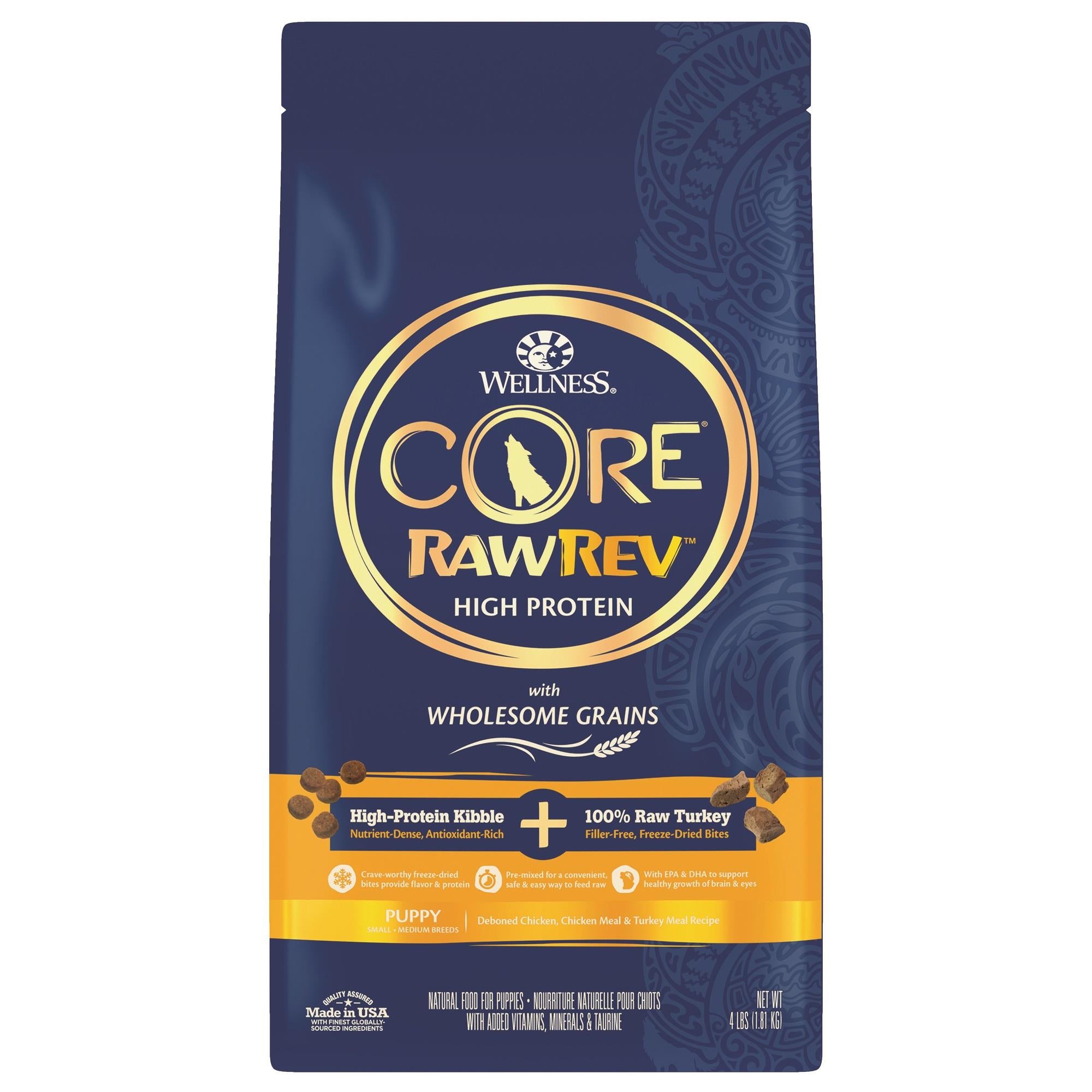 Wellness Core Raw-Rev Wholesome Grains with Freeze-Dried Turkey Puppy Formula Dry Dog Food - 4 Lbs  