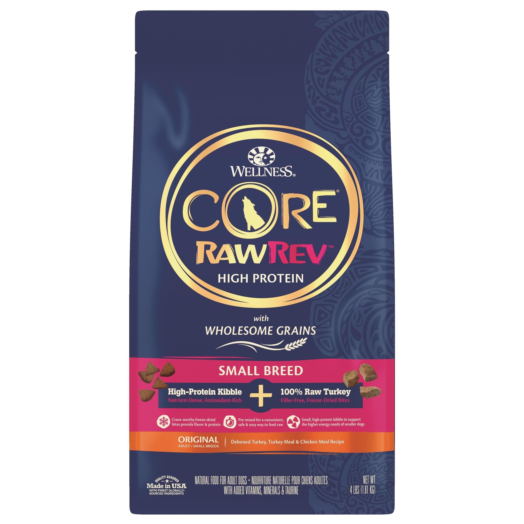 Wellness Core Raw-Rev Original Wholesome Grains with Freeze-Dried Whitefish Small-Breed Adult Dry Dog Food - 4 Lbs  