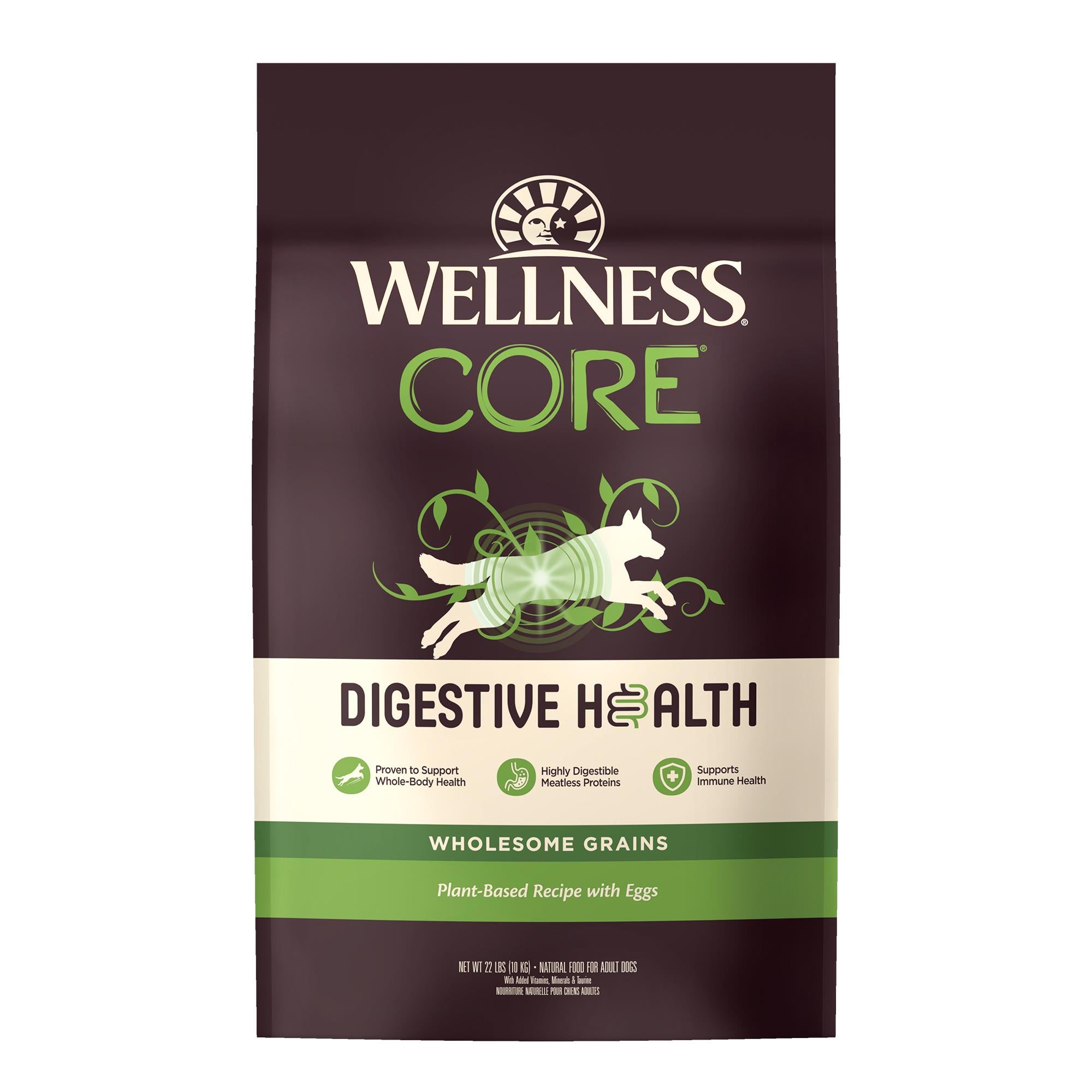 Wellness Core Digestive Health Plant-Based and Eggs Recipe with Wholesome Grains Adult Dry Dog Food - 22 Lbs  