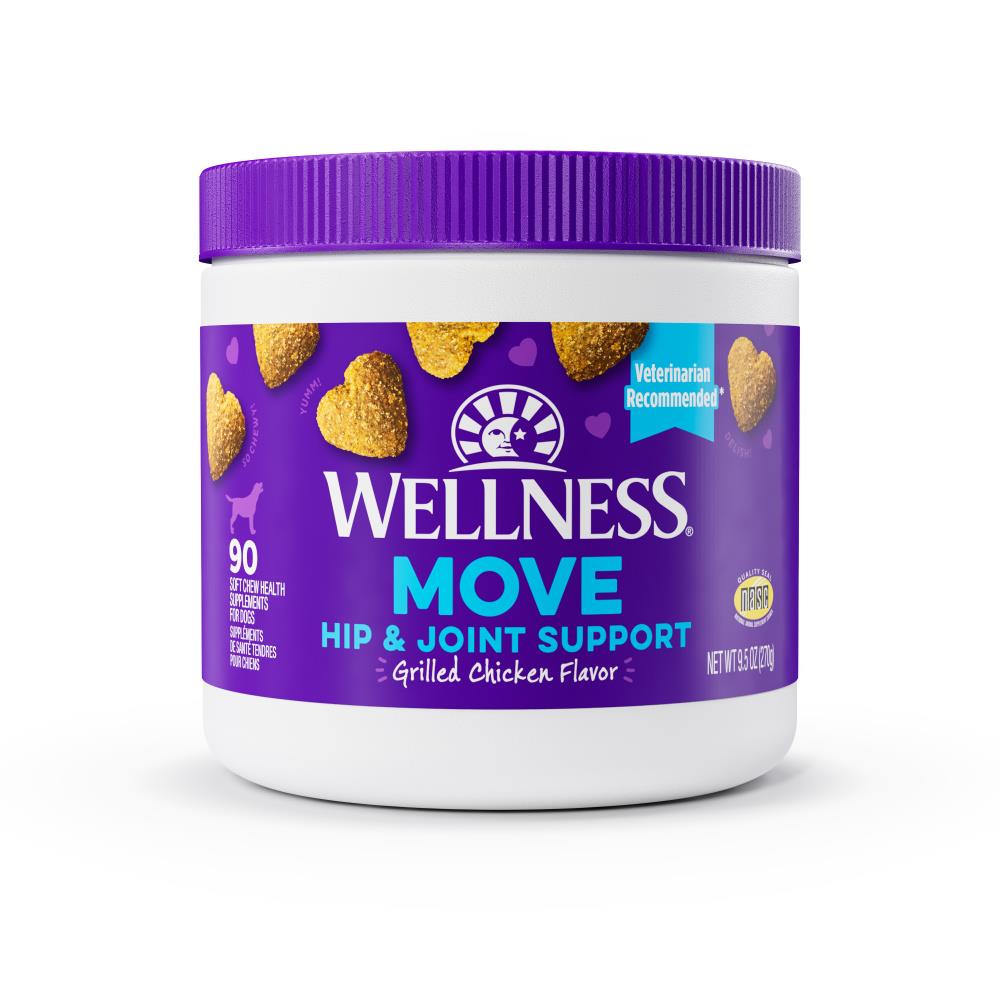 Wellness Move Hip and Joint Grilled Chicken Flavor Soft Chew Dog Supplements - 45 Count  