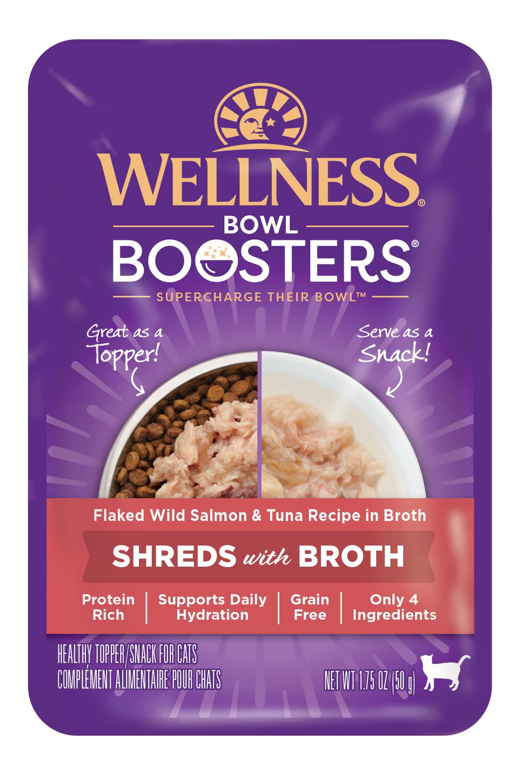 Wellness Core Bowl Boosters Grain-Free Flaked Salmon and Tuna Wet Cat Food Topper Pouch - 1.75 Oz - Case of 12  