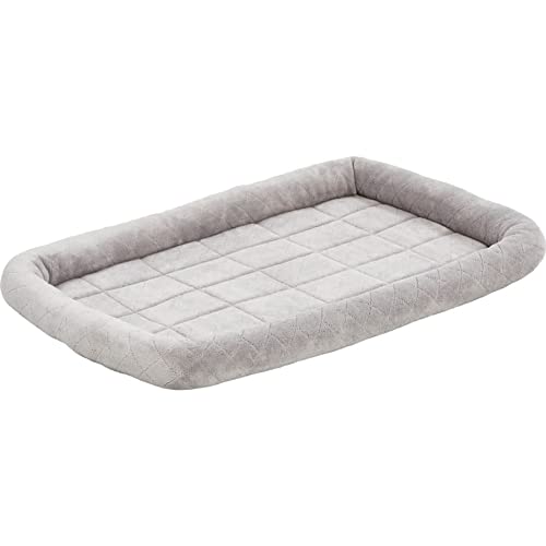 Midwest Homes Quite Time Deluxe Rectangular Diamond Stitch Bolster Dog Bed or Crate Mat - Gray 36 Inch