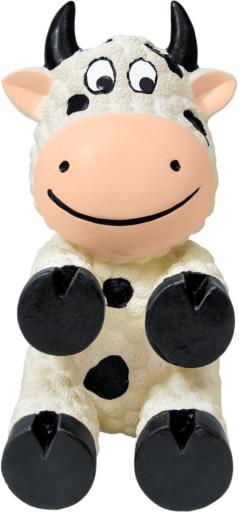 Kong Wiggi Cow Squeak and Chew Dog Toy - White - Small  