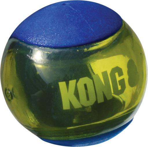 Kong Squeezz Action Ball Squeak and Fetch Rubber Dog Toy - Blue - Medium  