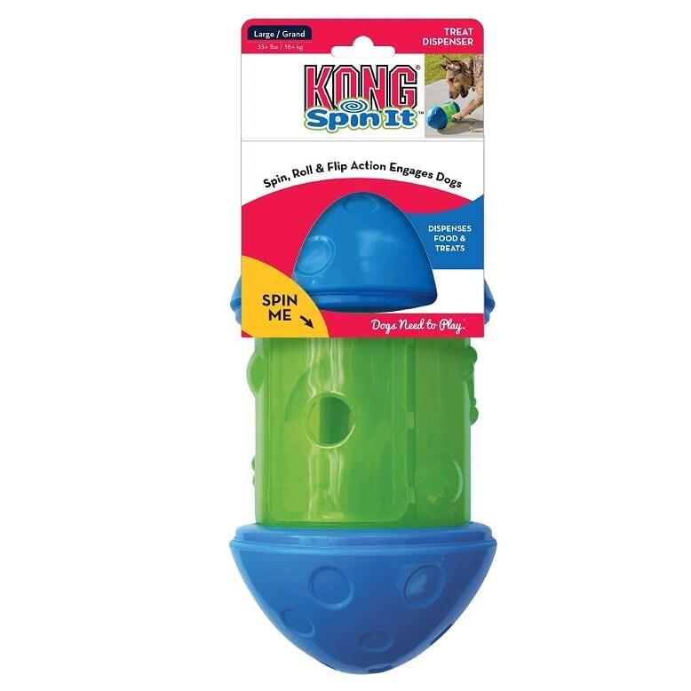 Kong Spin It and Roll Treat Dispensing Dog Toy - Green - Large  