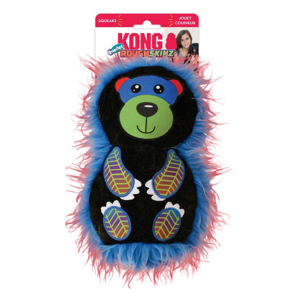 Kong Roughskinz Suedez Bear Squeak and Plush Dog Toy - Medium  