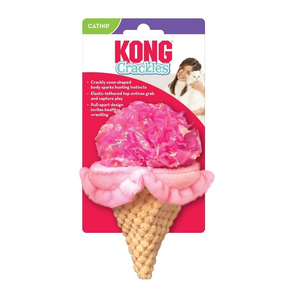 Kong Crackles Scoopz Pull-Apart Ice-Cream Crinkle and Plush Catnip Cat Toy - Assorted  